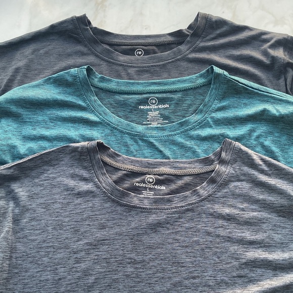 Realessential Other - REAL ESSENTIALS 3 BUNDLE PACK OF T-SHIRT LONG SLEEVE SIZE L BLACK GRAY GREEN